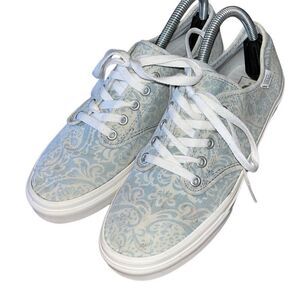 RARE VANS Multi Blue Cream Floral White Sole Sz 9 Women's Shoes